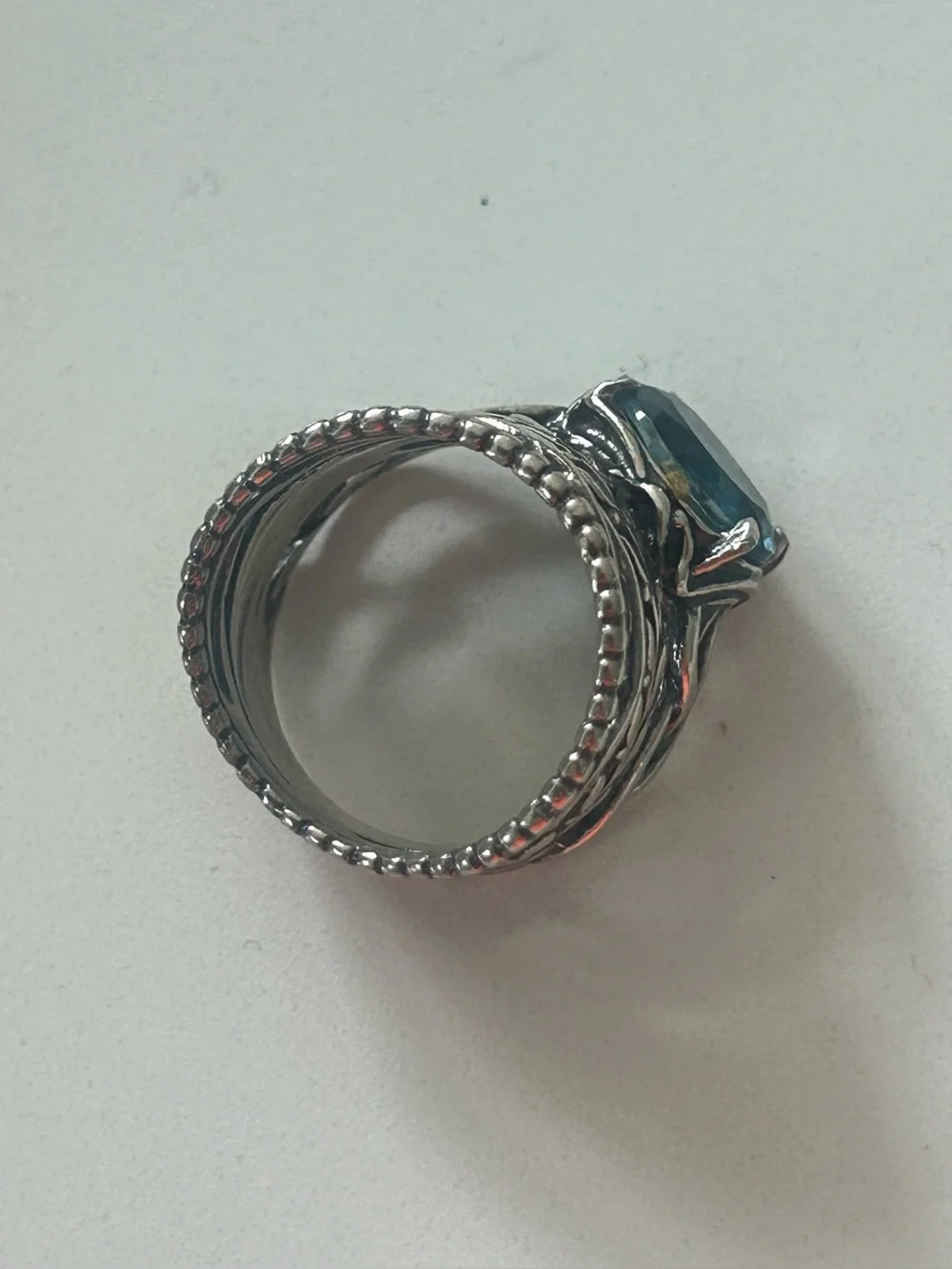 Or Paz Sterling Blue Topaz Ring      Sz 7